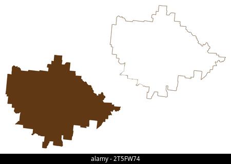 Blackall-Tambo Region (Commonwealth of Australia, Queensland state) mappa illustrazione vettoriale, schizzo di scribble Blackall Tambo MAP Illustrazione Vettoriale
