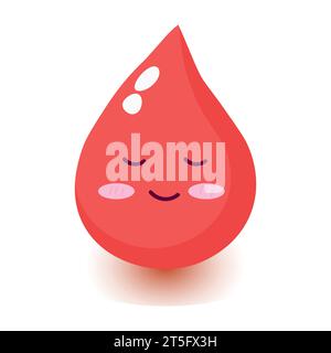 Carino felice sorridente goccia di sangue meditare il personaggio.disegno dell'icona di illustrazione del fumetto a forma piatta Vector.isolato su sfondo bianco. Illustrazione Vettoriale