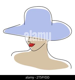 Volti da donna in un unico stile artistico. Disegni a linee continue in stile elegante per stampe, tatuaggi, poster, tessuti, cartoline, ecc. Le belle donne affrontano VECTO Illustrazione Vettoriale