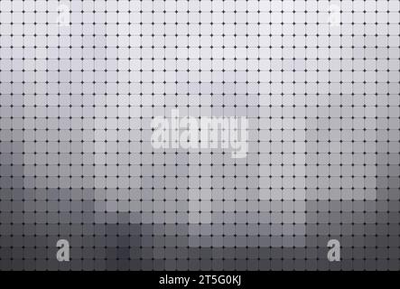 Sfondo griglia astratto di quadrati tondi grigio chiaro e grigio con sfumatura di colore. Sfondo astratto full frame ad alta risoluzione in bianco e nero Foto Stock