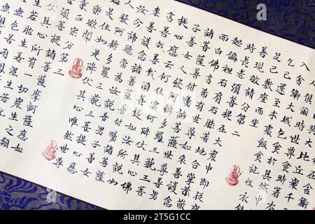 CITTÀ DI TANGSHAN - 6 FEBBRAIO: Il calligrafo Chen Peiyu calligraphy, il 6 febbraio 2014, città di Tangshan, provincia di Hebei, Cina. Foto Stock