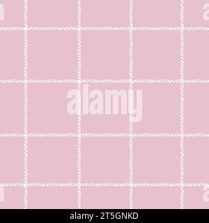 Tovaglia pastello rosa motivo vettoriale Vichy. Sfondo del doodle Checker disegnato a mano. Design del giardino Cottagecore. Homestead Farmhouse Summer Graphic Bac Illustrazione Vettoriale