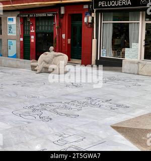 Scultura di Álvaro Cunqueiro, A Coruña, Galizia, Spagna nordoccidentale, Europa Foto Stock