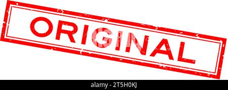 Timbro in gomma quadrata originale rosso grunge su sfondo bianco Illustrazione Vettoriale