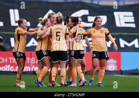 Birkenhead, Regno Unito. 5 novembre 2023. Missy Goodwin di Leicester City celebra il primo gol della sua squadra per raggiungere il 1-1 durante la fa Women's Super League Match a Prenton Park, Birkenhead. Il credito fotografico dovrebbe leggere: Gary Oakley/Sportimage Credit: Sportimage Ltd/Alamy Live News Foto Stock