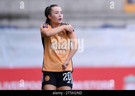 Birkenhead, Regno Unito. 5 novembre 2023. Missy Goodwin di Leicester City celebra il primo gol della sua squadra per raggiungere il 1-1 durante la fa Women's Super League Match a Prenton Park, Birkenhead. Il credito fotografico dovrebbe leggere: Gary Oakley/Sportimage Credit: Sportimage Ltd/Alamy Live News Foto Stock