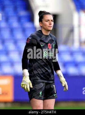 Il portiere del Liverpool Rachael Laws durante la partita della Barclays Women's Super League a Prenton Park, Birkenhead. Data foto: Domenica 5 novembre 2023. Foto Stock