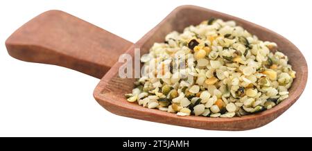 Semi di canapa sbucciati pieni di ingredienti nutrienti Foto Stock