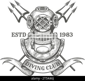 Emblema vintage diving club Illustrazione Vettoriale