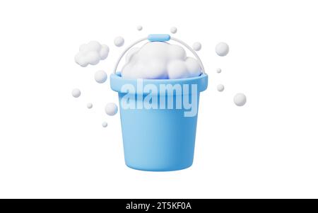 Modello isolato bucket cartoon, rendering 3D. Illustrazione 3D. Foto Stock