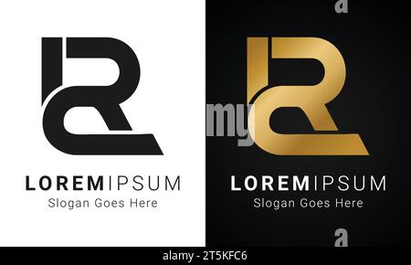 Design con logo lettera di testo monogramma LR o RL iniziale di lusso Illustrazione Vettoriale