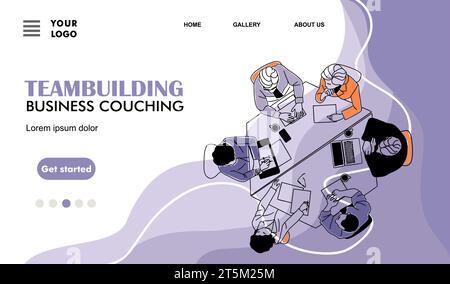 Creazione di team business landing page arte vettoriale. Illustrazione Vettoriale