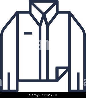 Icona lineare della classica camicia con colletto. Abbigliamento e scarpe casual. Guardaroba per un look moderno e alla moda. Semplice simbolo vettoriale grigio scuro isola Illustrazione Vettoriale