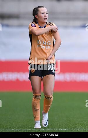 Birkenhead, Regno Unito. 5 novembre 2023. Missy Goodwin di Leicester City celebra il primo gol della sua squadra per raggiungere il 1-1 durante la fa Women's Super League Match a Prenton Park, Birkenhead. Il credito fotografico dovrebbe leggere: Gary Oakley/Sportimage Credit: Sportimage Ltd/Alamy Live News Foto Stock