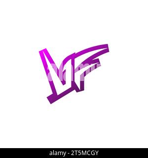Logo VF Premium emblema iniziale e concetto di design per il gaming Illustrazione Vettoriale