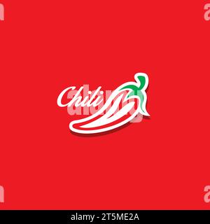 Logo Chili. Vettore icona rosso peperoncino Illustrazione Vettoriale