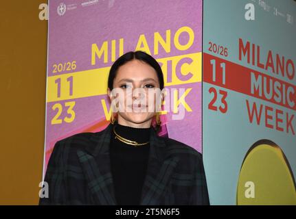 Milano, . 6 novembre 2023. Milano, Italia MILANO MUSIC WEEK 2023 presentazione evento con Francesca Michielin e Nur al Habash direttore artistico della SETTIMANA MUSICALE DI MILANO con istituzioni e sponsor nella foto:Francesca Michielin Credit: Independent Photo Agency/Alamy Live News Foto Stock