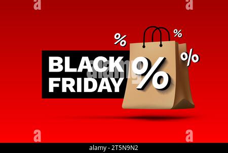 Offerte imperdibili del Black Friday, banner del giorno dell'offerta, percentuale della promozione. Vettore Illustrazione Vettoriale