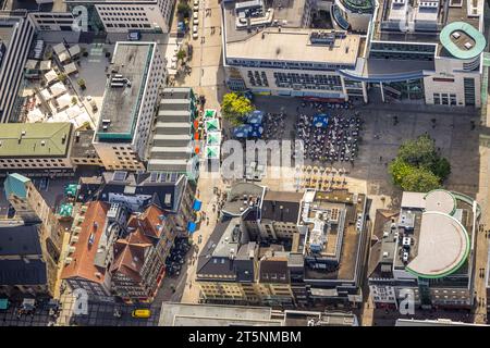 Vista aerea, Alter Markt con catering all'aperto, città, Dortmund, zona della Ruhr, Renania settentrionale-Vestfalia, Germania, catering all'aperto, birreria all'aperto, CafÃƒÂ©, DE Foto Stock