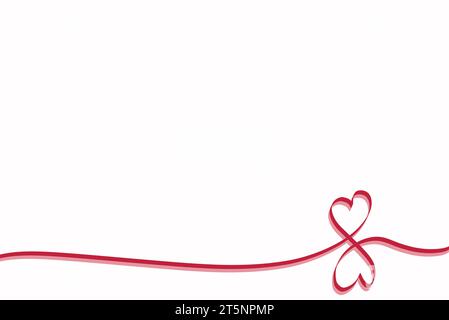 Biglietto d'auguri di San Valentino con cuori rossi su sfondo bianco Foto Stock