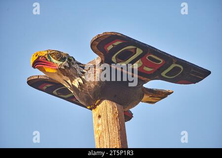 Alaska Ketchikan, pali totem nel VILLAGGIO NATIVO DI SAXMAN Foto Stock