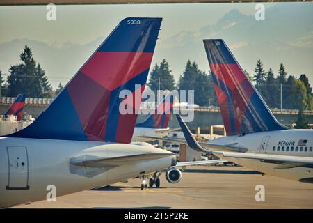 Aeroporto internazionale di Seattle Tacoma, Delta Airplanes, Foto Stock