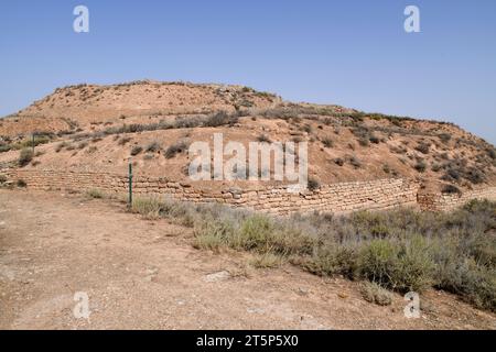 Azaila, Poblado Ibero del Cabezo de Alcala (Monumento storico-artistico). Bajo Martin, Teruel, Aragon, Spagna. Foto Stock