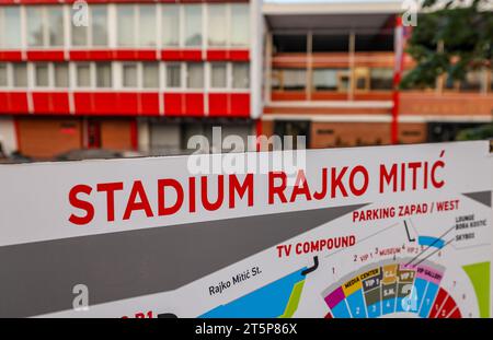 Belgrado, Serbia. 6 novembre 2023. Calcio: Champions League, prima della partita tra Red Star Belgrado e RB Leipzig allo stadio Rajko Mitic. Vista dello stadio. Crediti: Jan Woitas/dpa/Alamy Live News Foto Stock