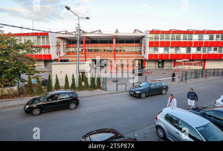 Belgrado, Serbia. 6 novembre 2023. Calcio: Champions League, prima della partita tra Red Star Belgrado e RB Leipzig allo stadio Rajko Mitic. Vista dello stadio. Crediti: Jan Woitas/dpa/Alamy Live News Foto Stock