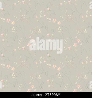 Sfondo floreale selvatico, motivo senza cuciture, sfondo rustico dei fiori, illustrazioni con motivi forestali, acquerello Boho, sfondo verde chiaro Foto Stock
