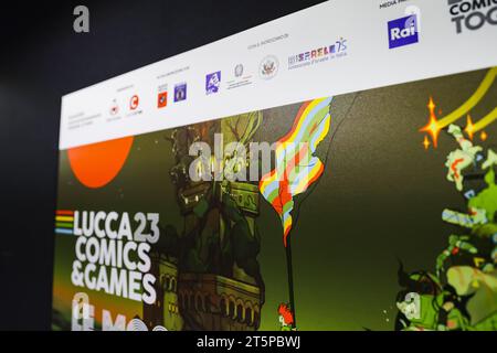 Lucca, Italia. 3 novembre 2023. Vista generale di un padiglione al festival Lucca Comics & Games 2023 del 3 novembre 2023 a Milano (foto di Alessandro Bremec/NurPhoto) credito: NurPhoto SRL/Alamy Live News Foto Stock