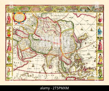 Vecchia mappa dell'Asia. Per velocità, publ. Nel 1626 Foto Stock