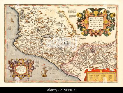 Vecchia mappa del Messico occidentale. Di Vrients, publ. nel 1608 Foto Stock