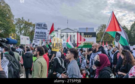 Washington DC, Washington DC, USA. 4 novembre 2023. 4 novembre 2023, Washington DC: La gente protesta contro l'invasione israeliana di Gaza durante la sua guerra contro Hamas. (Immagine di credito: © Dominic Gwinn/ZUMA Press Wire) SOLO USO EDITORIALE! Non per USO commerciale! Foto Stock