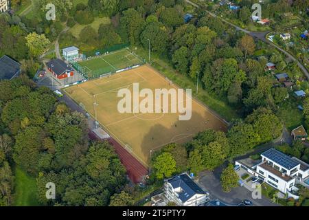 Vista aerea, campo sportivo AM Sender, Siegen-Giersberg, Siegen, Siegerland, Renania settentrionale-Vestfalia, Germania, GERMANIA, Europa, campo da calcio, foto aerea, AE Foto Stock