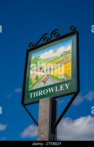 Cartello del villaggio per Throwley Kent Foto Stock