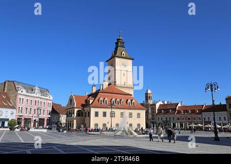 Casa Sfatului (Municipio Vecchio), Piața Sfatului (Piazza del Consiglio), città Vecchia, Braşov, Contea di Braşov, Transilvania, Romania, Europa Foto Stock