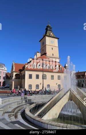 Casa Sfatului (Municipio Vecchio), Piața Sfatului (Piazza del Consiglio), città Vecchia, Braşov, Contea di Braşov, Transilvania, Romania, Europa Foto Stock