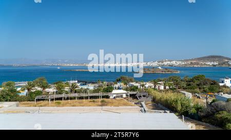 Parco acquatico abbandonato a Naoussa, Paros Foto Stock