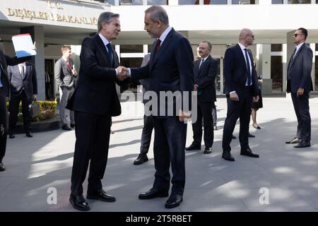 Ankara, Turchia. 6 novembre 2023. Il Segretario di Stato Antony Blinken incontra il Ministro degli Esteri turco Hakan Fidan ad Ankara, Turkiye, 6 novembre 2023. Foto di Chuck Kennedy/U.S. Dipartimento di Stato/credito UPI: UPI/Alamy Live News Foto Stock