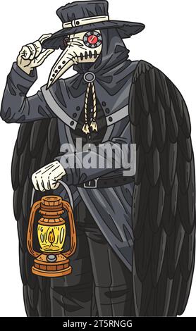 Halloween Plague Dottor Cartoon Colored Clipart Illustrazione Vettoriale