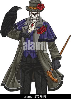 Halloween Skeleton Suit Cartoon Colored Clipart Illustrazione Vettoriale