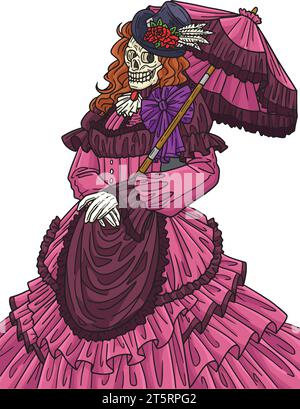 Abito vittoriano di Halloween, tappeto colorato Clipart Illustrazione Vettoriale