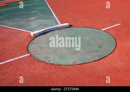 area shot put nello stadio, primo piano della foto Foto Stock