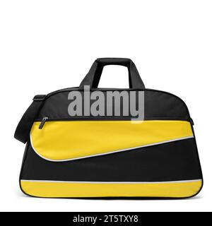 sport da vicino all'aperto, borse da viaggio personalizzate in nylon a tracolla, piumino, per uomo e donna, isolate su sfondo bianco. vista frontale. Foto Stock