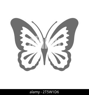 Icona vettore farfalla. Semplice tatuaggio nero o simbolo del logo. Illustrazione Vettoriale