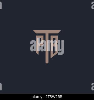 Monogramma del logo iniziale PB con vettore di design dell'icona a colonna Illustrazione Vettoriale