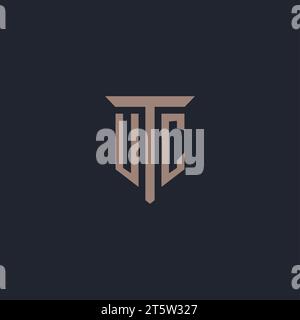 Monogramma del logo UC iniziale con vettore di design dell'icona a colonna Illustrazione Vettoriale