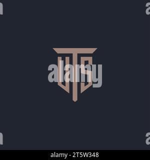 Monogramma del logo iniziale USA con vettore di design icona pilastro Illustrazione Vettoriale
