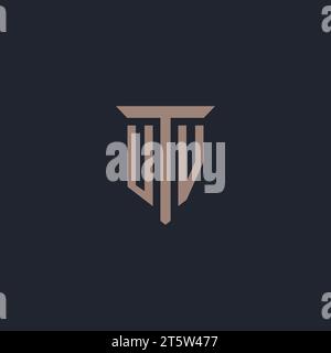 Monogramma del logo iniziale UV con vettore di design icona pilastro Illustrazione Vettoriale